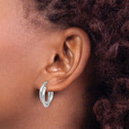 Leslie's 14K White Gold Polished Twisted Double Hoop Earrings - Image 3