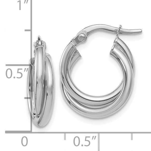 Leslie's 14K White Gold Polished Twisted Double Hoop Earrings - Image 4