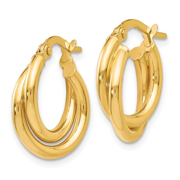 Leslie's 14K Polished Twisted Double Hoop Earrings - Image 2