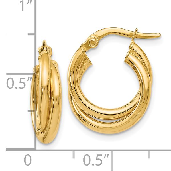 Leslie's 14K Polished Twisted Double Hoop Earrings - Image 4