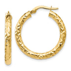 Leslie's 14K ForeverLite Polished and Textured Hoop Earrings