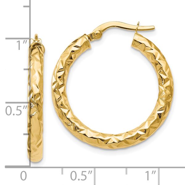 Leslie's 14K ForeverLite Polished and Textured Hoop Earrings - Image 4