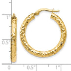 Leslie's 14K ForeverLite Polished and Textured Hoop Earrings - Image 4