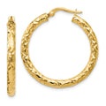 Leslie's 14K ForeverLite Polished and Textured Hoop Earrings