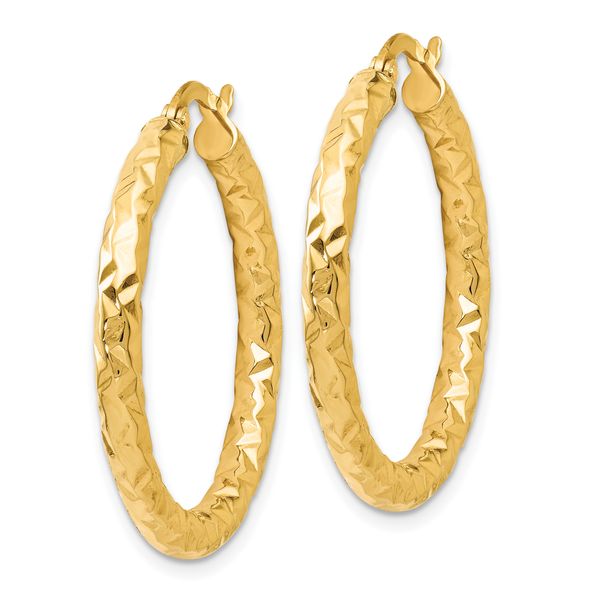 Leslie's 14K ForeverLite Polished and Textured Hoop Earrings - Image 2