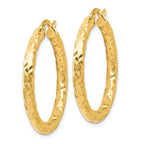 Leslie's 14K ForeverLite Polished and Textured Hoop Earrings - Image 2