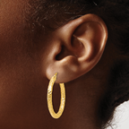 Leslie's 14K ForeverLite Polished and Textured Hoop Earrings - Image 3