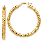 Leslie's 14K ForeverLite Polished and Textured Hoop Earrings