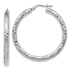 Leslie's 14K White Gold ForeverLite Polish/Textured Hoop Earrings