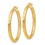 Leslie's 14K ForeverLite Polished and Textured Hoop Earrings - Image 2