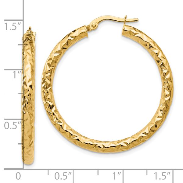 Leslie's 14K ForeverLite Polished and Textured Hoop Earrings - Image 4