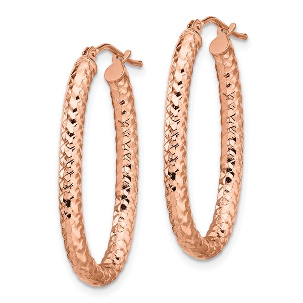 Leslie's 14K ForeverLite Rose Gold Polished and Textured Earrings - Image 2