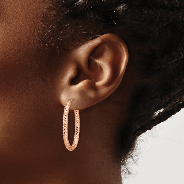 Leslie's 14K ForeverLite Rose Gold Polished and Textured Earrings - Image 3