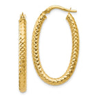 Leslie's 14K ForeverLite Polished and Textured Oval Hoop Earrings