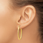 Leslie's 14K ForeverLite Polished and Textured Oval Hoop Earrings - Image 3