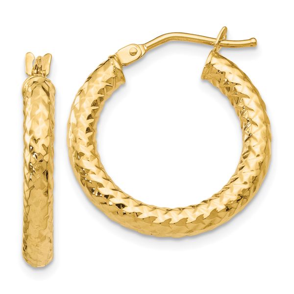 Leslie's 14K ForeverLite Polished and Textured Hoop Earrings