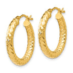 Leslie's 14K ForeverLite Polished and Textured Hoop Earrings - Image 2