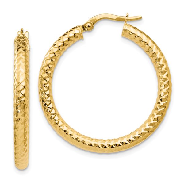 Leslie's 14K ForeverLite Polished and Textured Hoop Earrings