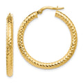 Leslie's 14K ForeverLite Polished and Textured Hoop Earrings