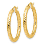 Leslie's 14K ForeverLite Polished and Textured Hoop Earrings - Image 2