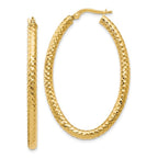 Leslie's 14K ForeverLite Polished and Textured Oval Hoop Earrings