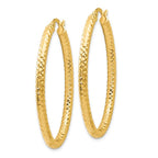 Leslie's 14K ForeverLite Polished and Textured Oval Hoop Earrings - Image 2