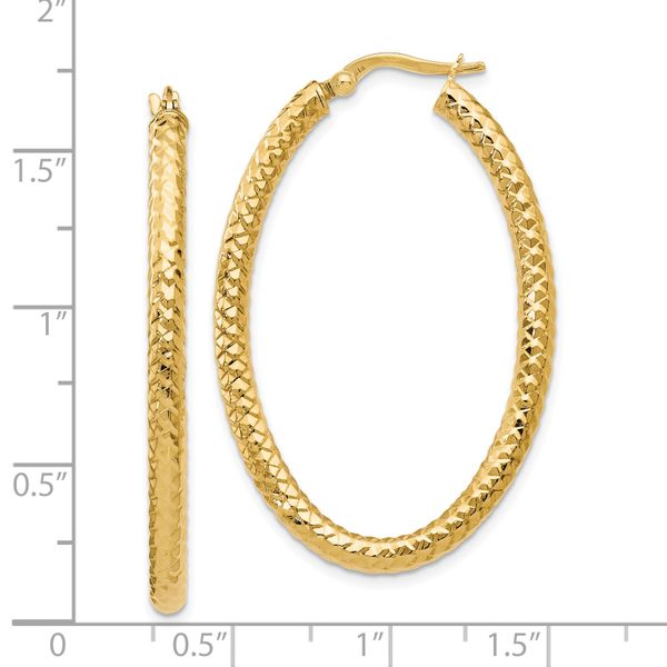 Leslie's 14K ForeverLite Polished and Textured Oval Hoop Earrings - Image 4