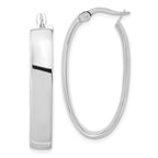 Leslie's 14K with White Rhodium Plating Polished Oval Hoop Earrings