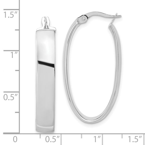 Leslie's 14K with White Rhodium Plating Polished Oval Hoop Earrings - Image 4