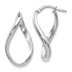 Leslie's 14K White Gold Polished Oval Twisted Hoop Earrings