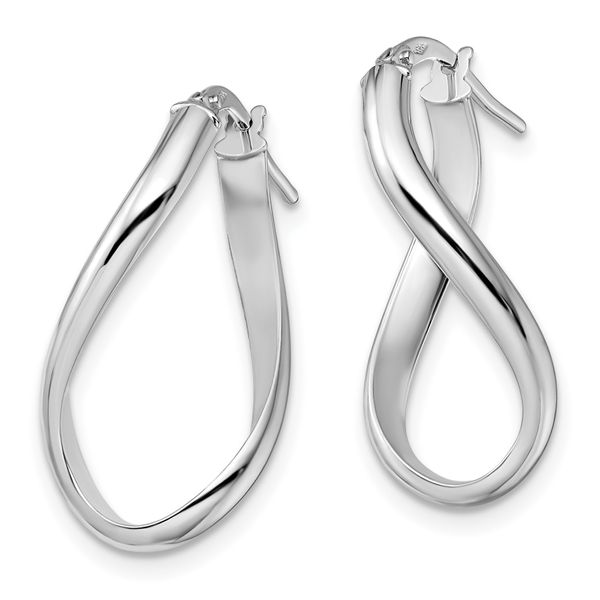 Leslie's 14K White Gold Polished Oval Twisted Hoop Earrings - Image 2