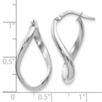 Leslie's 14K White Gold Polished Oval Twisted Hoop Earrings - Image 4
