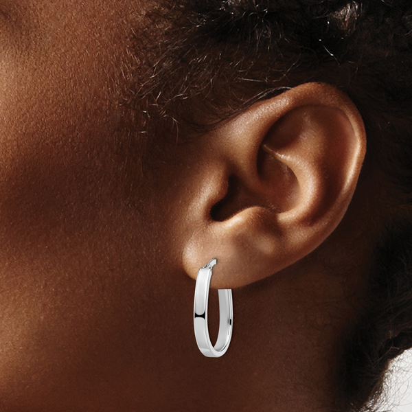 Leslie's 14K White Gold Polished U-Shape Hoop Earrings - Image 3