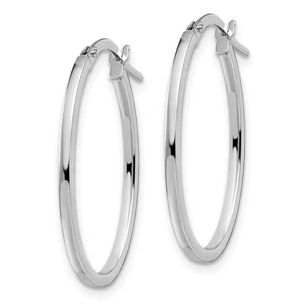 Leslie's 14K White Gold Polished Oval Hoop Earrings - Image 2