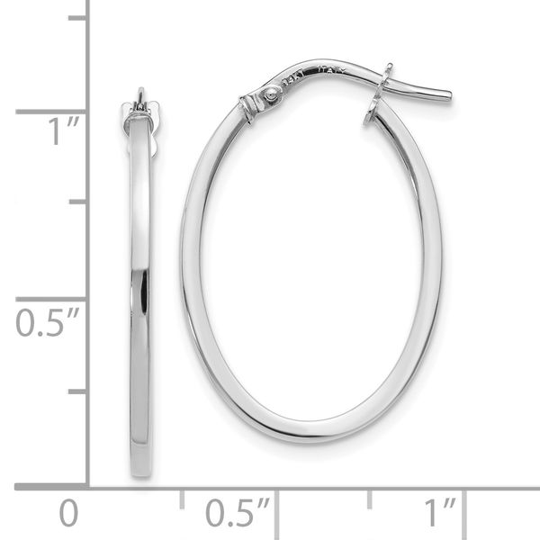 Leslie's 14K White Gold Polished Oval Hoop Earrings - Image 4