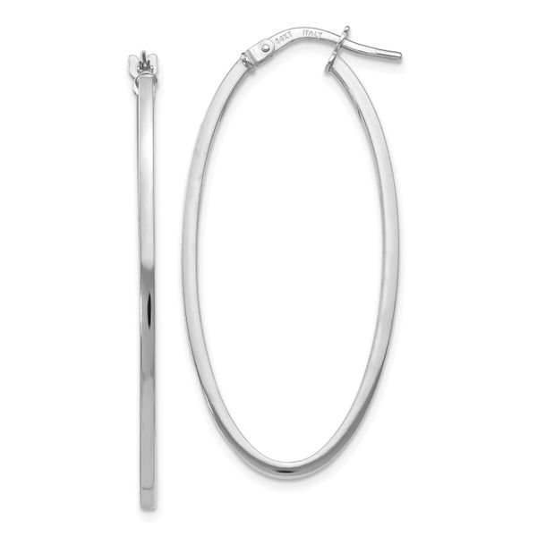 Leslie's 14K White Gold Polished Oval Hoop Earrings