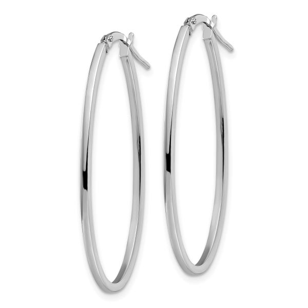 Leslie's 14K White Gold Polished Oval Hoop Earrings - Image 2
