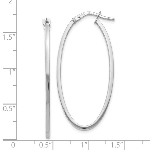 Leslie's 14K White Gold Polished Oval Hoop Earrings - Image 4