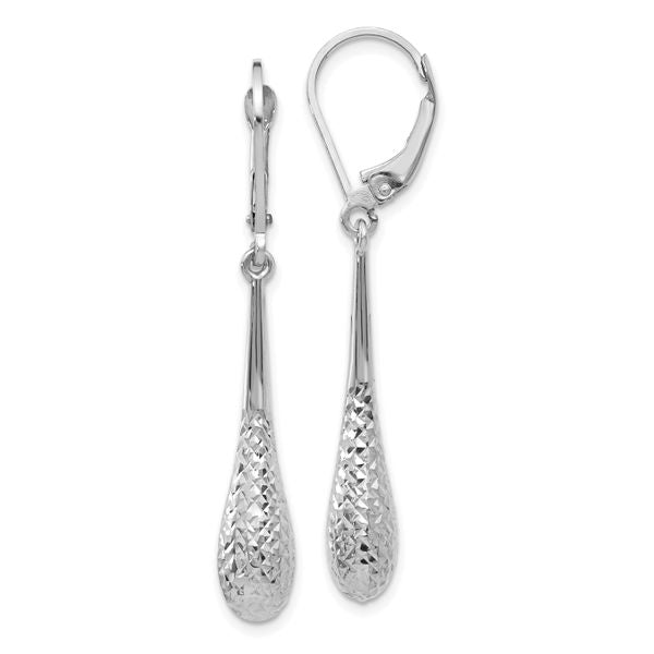 Leslie's 14K White Gold D/C Leverback Earrings