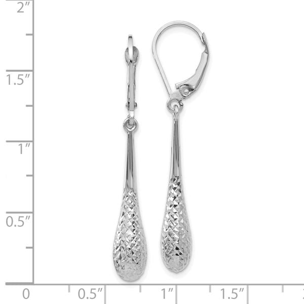 Leslie's 14K White Gold D/C Leverback Earrings - Image 4