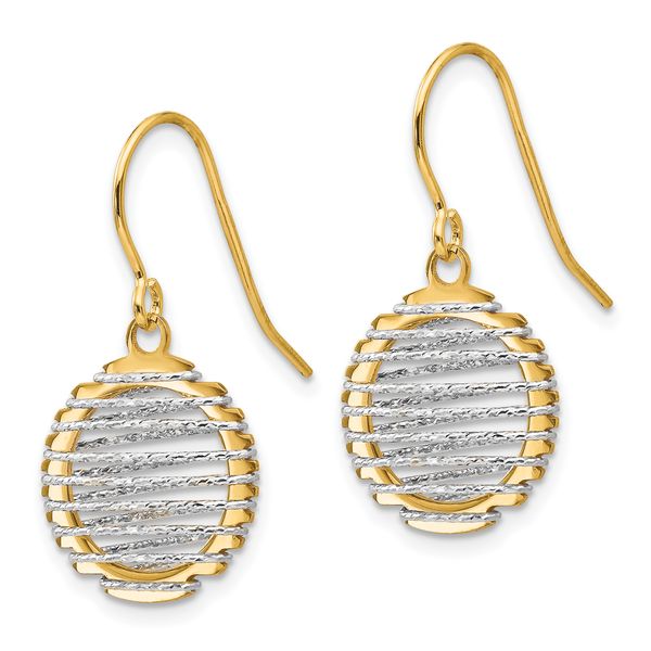 Leslie's 14K Two-tone Wire Wrapped Dangle Shepherd Hook Earrings - Image 2