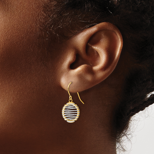 Leslie's 14K Two-tone Wire Wrapped Dangle Shepherd Hook Earrings - Image 3