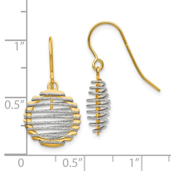 Leslie's 14K Two-tone Wire Wrapped Dangle Shepherd Hook Earrings - Image 4
