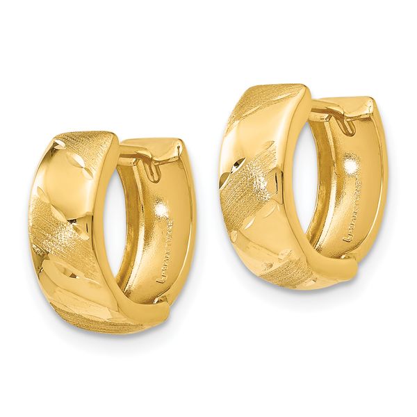 14K Polished and Satin Hinged Hoop Earrings - Image 2