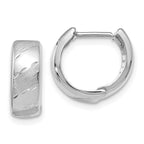Leslie's 14K White Gold Polished and Satin Hinged Hoop Earrings