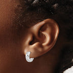 Leslie's 14K White Gold Polished and Satin Hinged Hoop Earrings - Image 3