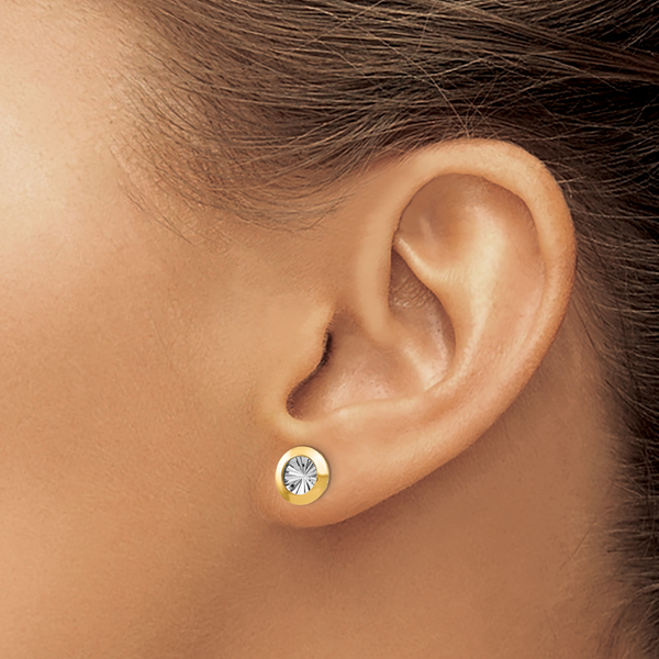 Leslie's 14K Rhodium and Polished and D/C Post Earrings - Image 3