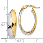 Leslie's 14K Two-tone Polished Double Oval Hoop Earrings - Image 4