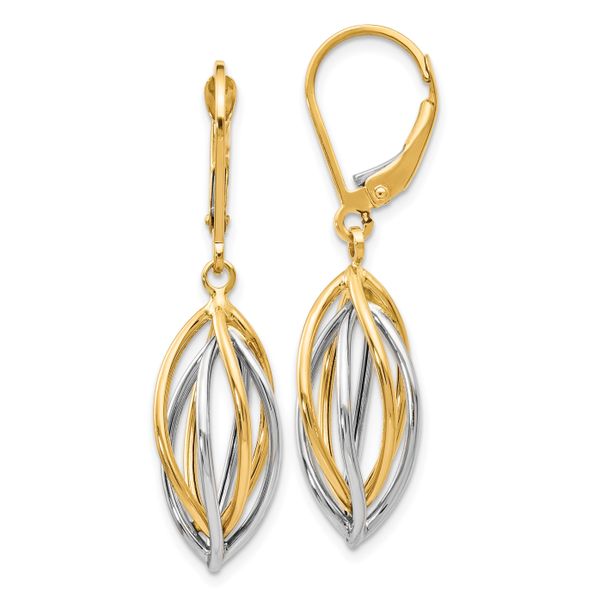 Leslie's 14K Two-tone Polished Leverback Earrings