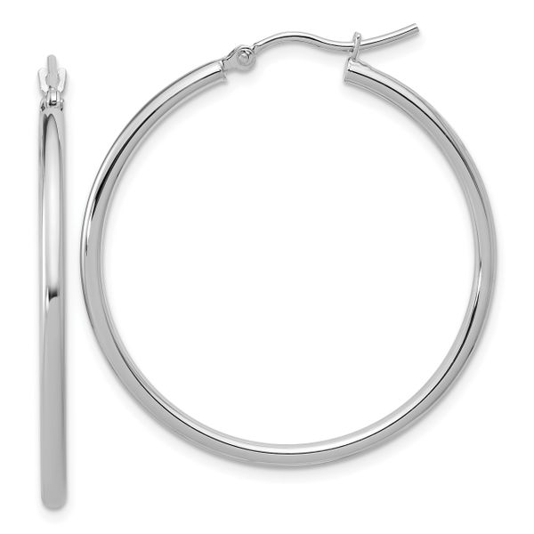 Leslie's 14K White Gold 2x35mm Hoop Earrings
